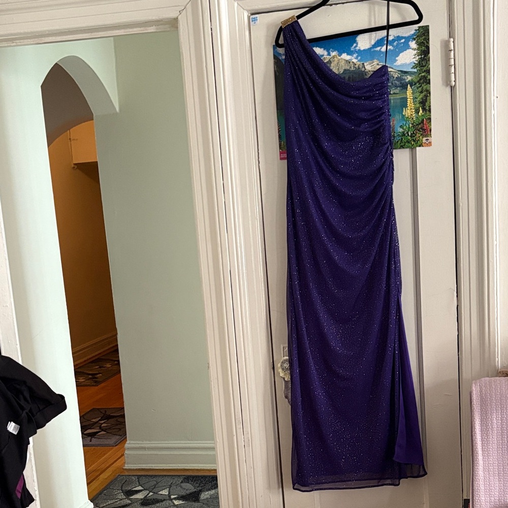 Elegant Purple One-Shoulder Gown